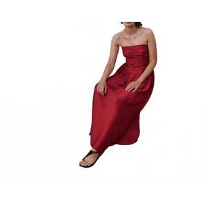 NEW YERSE strapless a-line midi dress in red